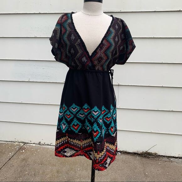 O’Neill wrap front boho slinky southwestern dress - Picture 1 of 4